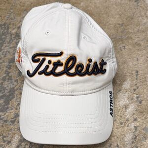 Titleist White Hat with Navy and Orange Script